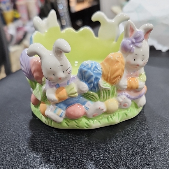 BUNNY CERAMIC PILLAR CANDLR HOLDER - Picture 1 of 3